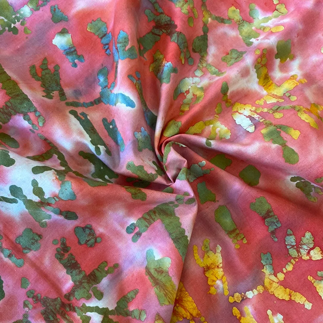 100% Cotton - Batik - Croix - Coral - £7.50 Per Metre - Sold by Half Metre