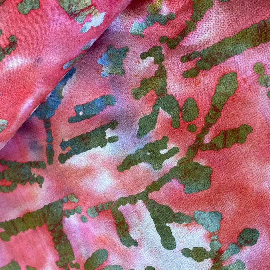 100% Cotton - Batik - Croix - Coral - £7.50 Per Metre - Sold by Half Metre