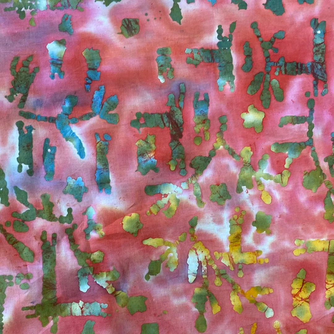 100% Cotton - Batik - Croix - Coral - £7.50 Per Metre - Sold by Half Metre