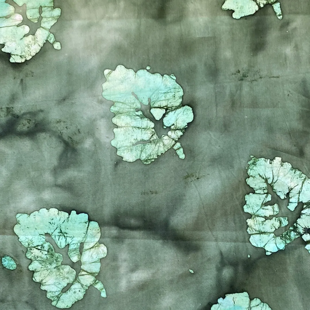 100% Cotton - Batik - Tortola Leaf - Green - £7.50 Per Metre - Sold by Half Metre
