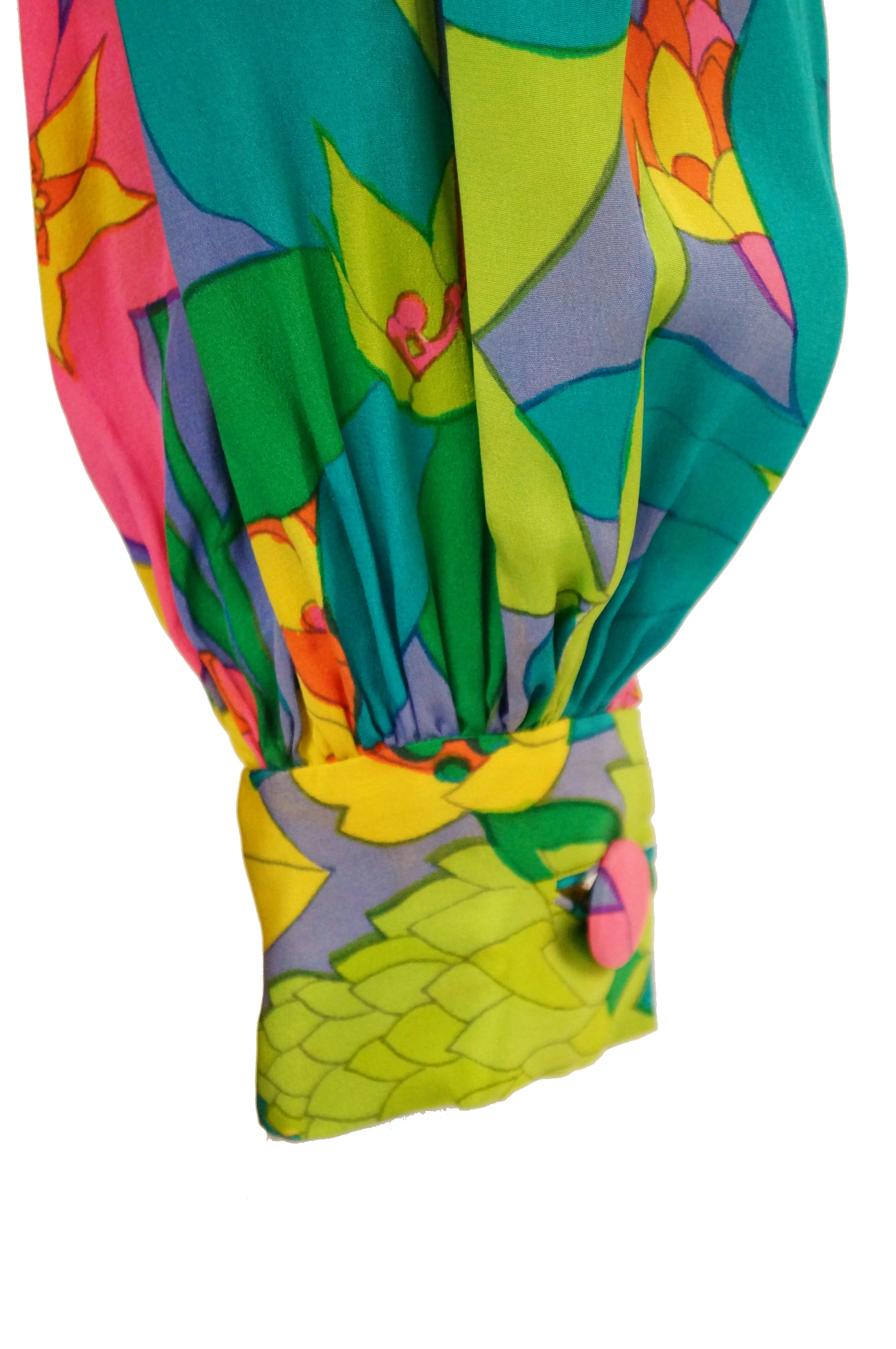 1960s Larry Aldrich Vibrant Floral Mod Dress