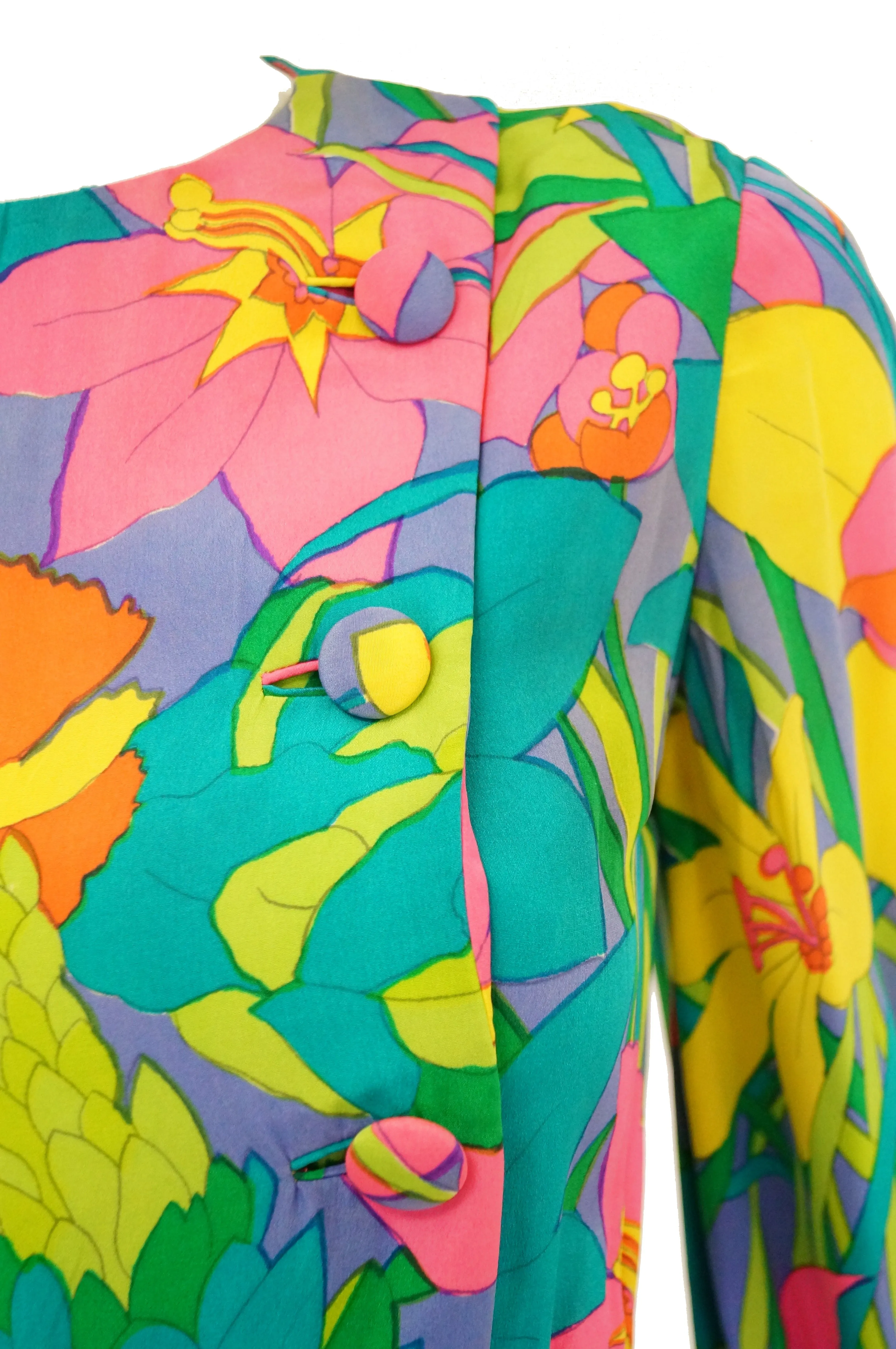 1960s Larry Aldrich Vibrant Floral Mod Dress
