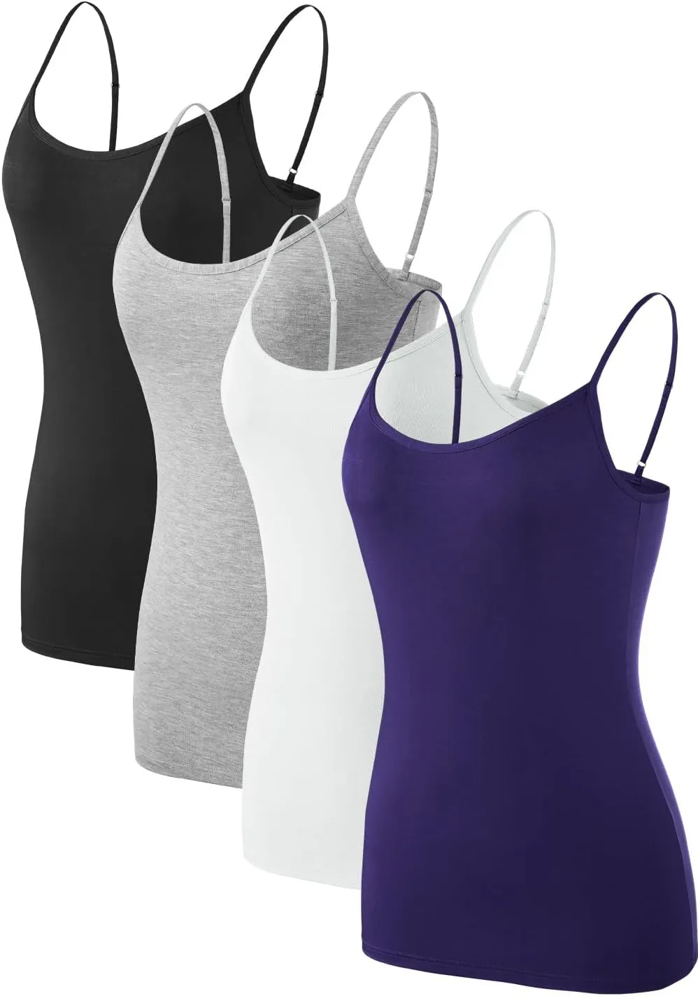 Air Curvey Women Camisole Tank Top Adjustable Straps Soft Basic Undershirts 2/4 Pack Layering Summer Tops