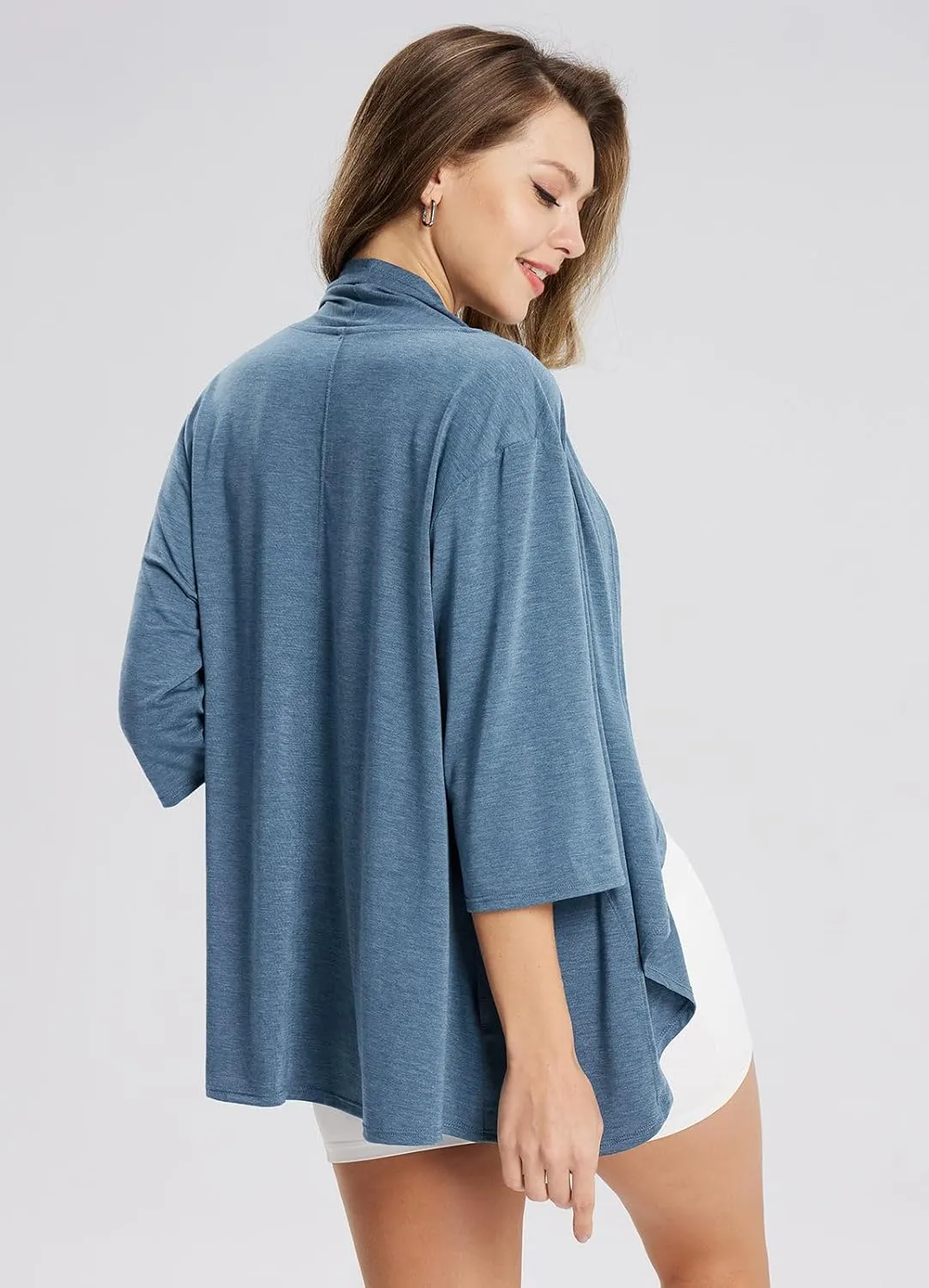 baleaf Women's Lightweight Cardigans Open Front 3/4 Sleeve Soft Summer Long Cardigan with Pockets for Office Yoga