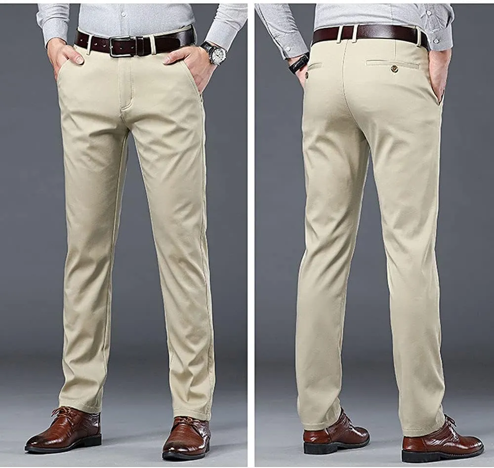Banana Bucket Mens Casual Fashion Slim Fit Chinos Pants Stretch Flat-Front Skinny Dress Pants