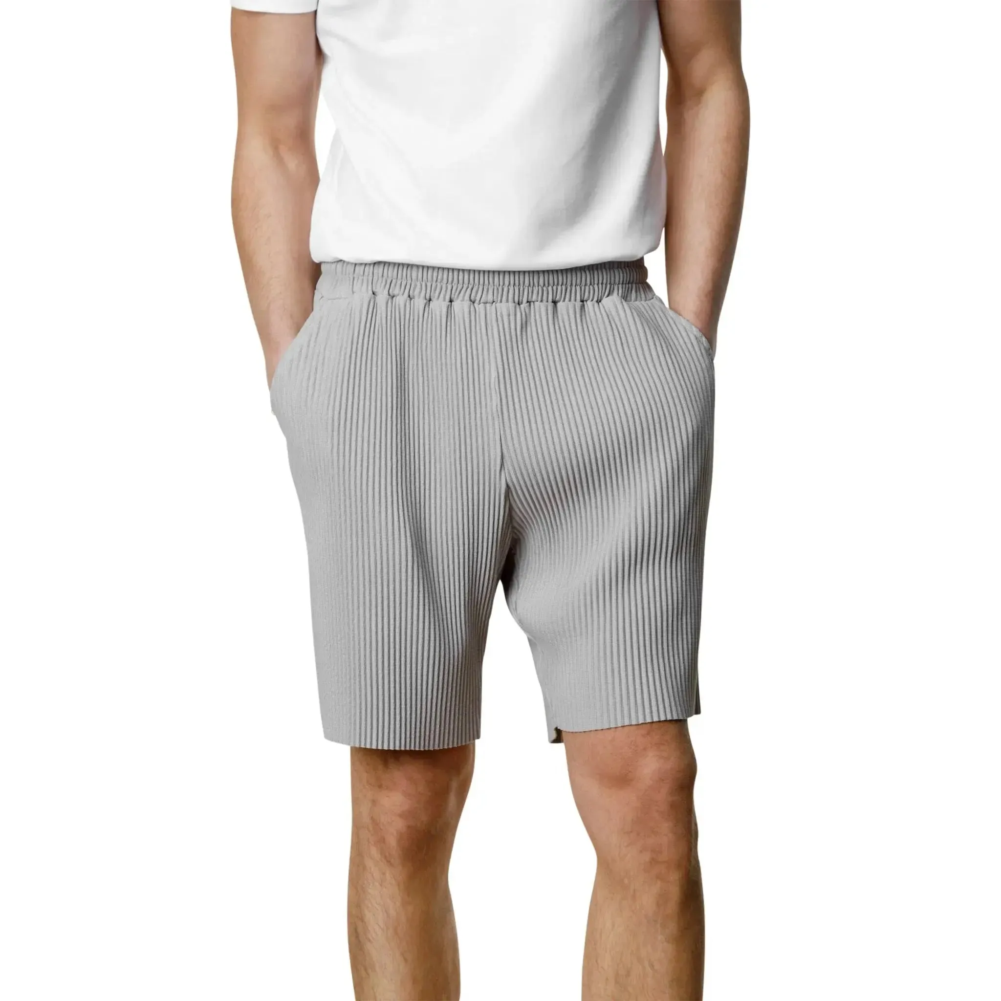 Belier Pleated Light Grey Resort Shirt & Shorts