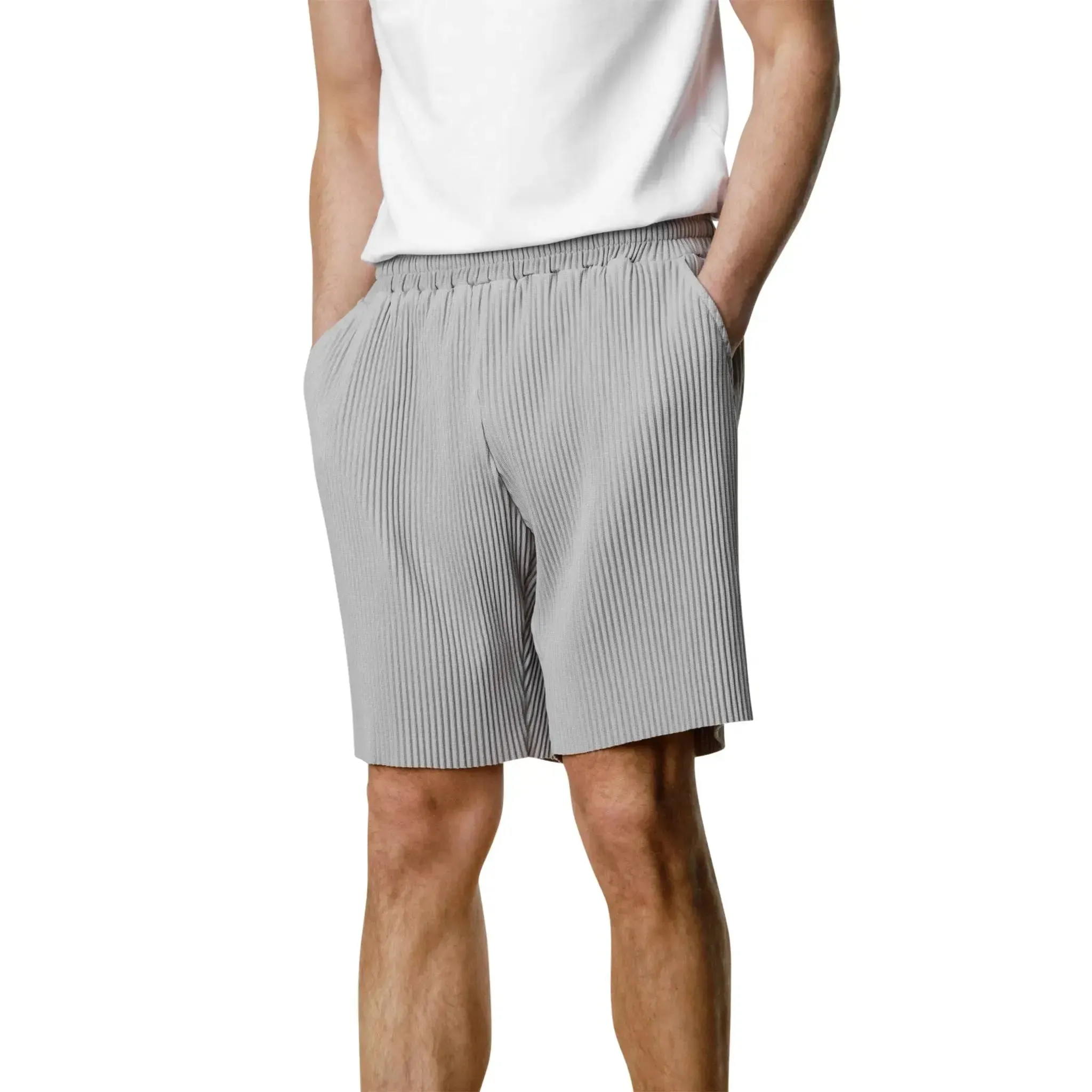 Belier Pleated Light Grey Resort Shirt & Shorts