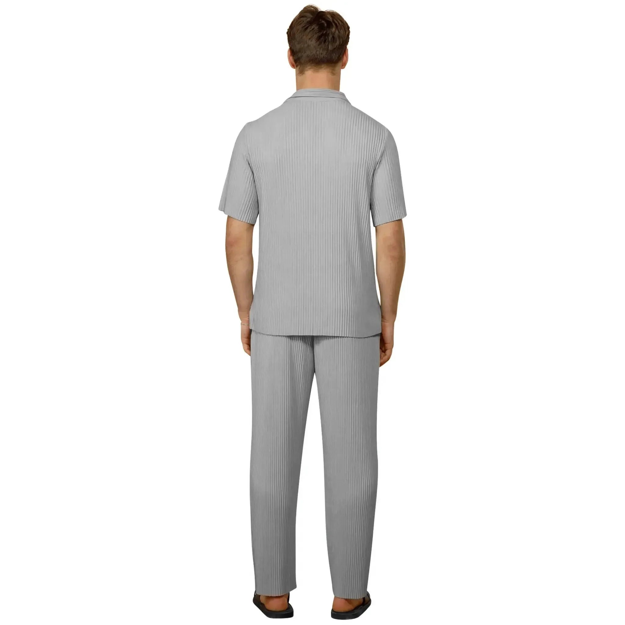 Belier Pleated Light Grey Resort Shirt & Shorts