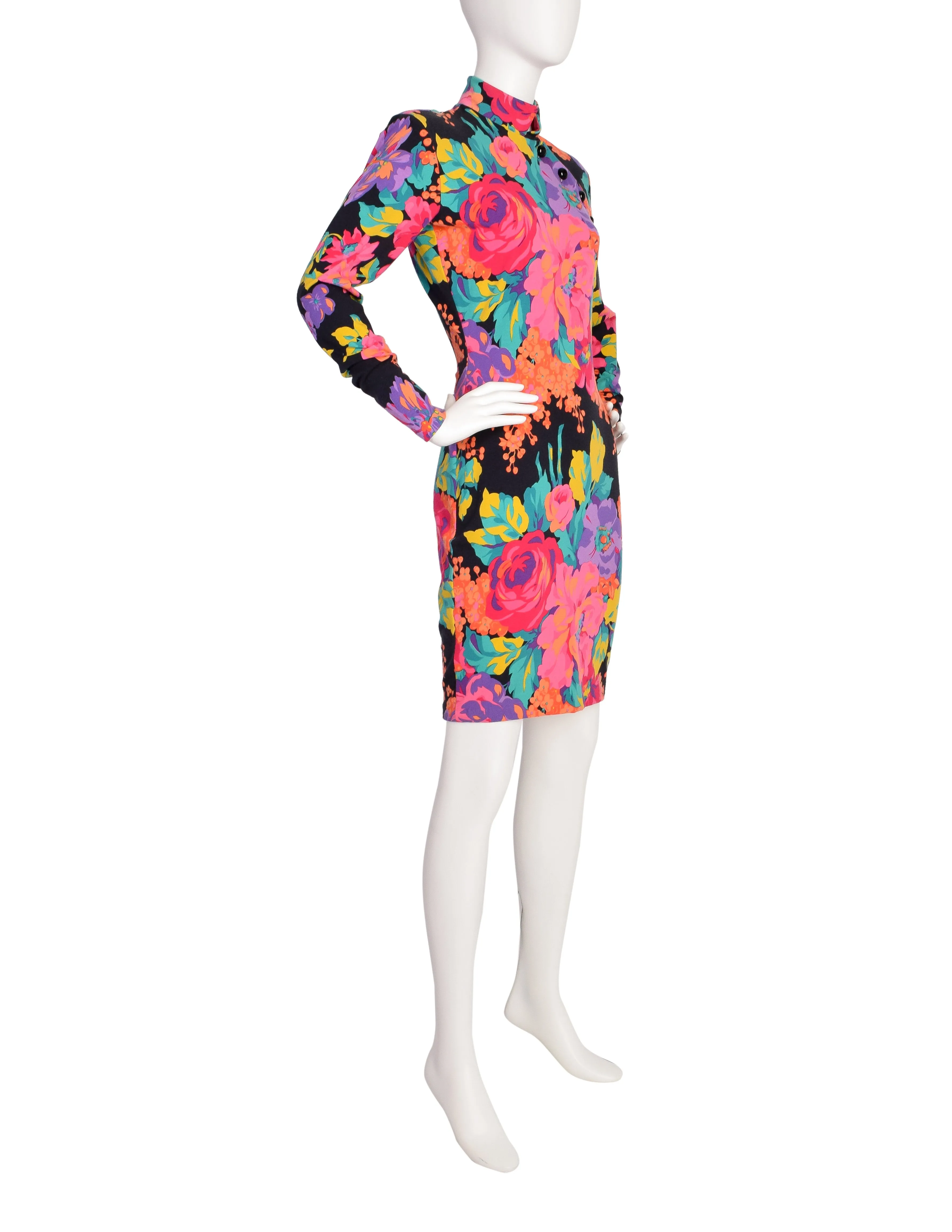 Betsey Johnson Punk Label Vintage Vibrant Floral Body Con Dress