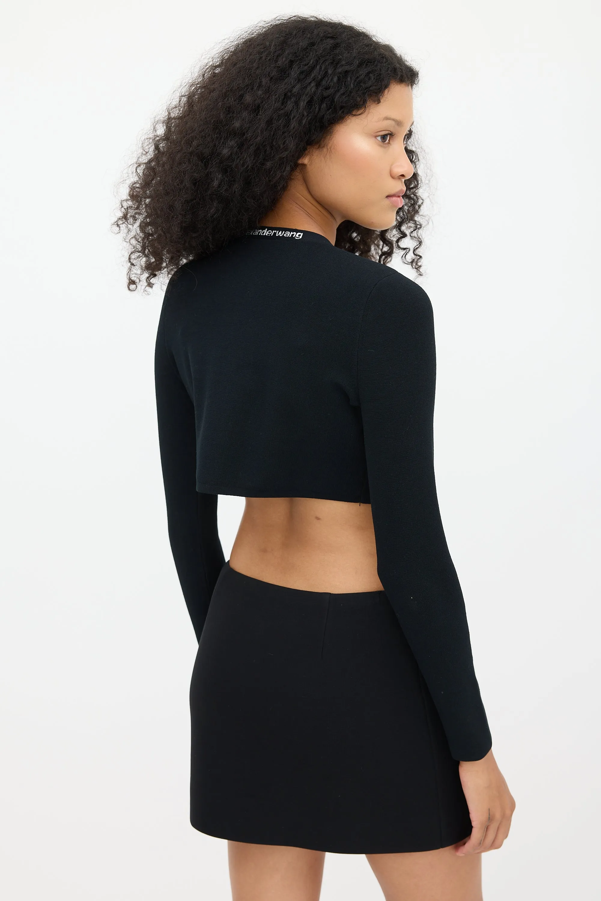 Black & White Cropped Logo Cardigan