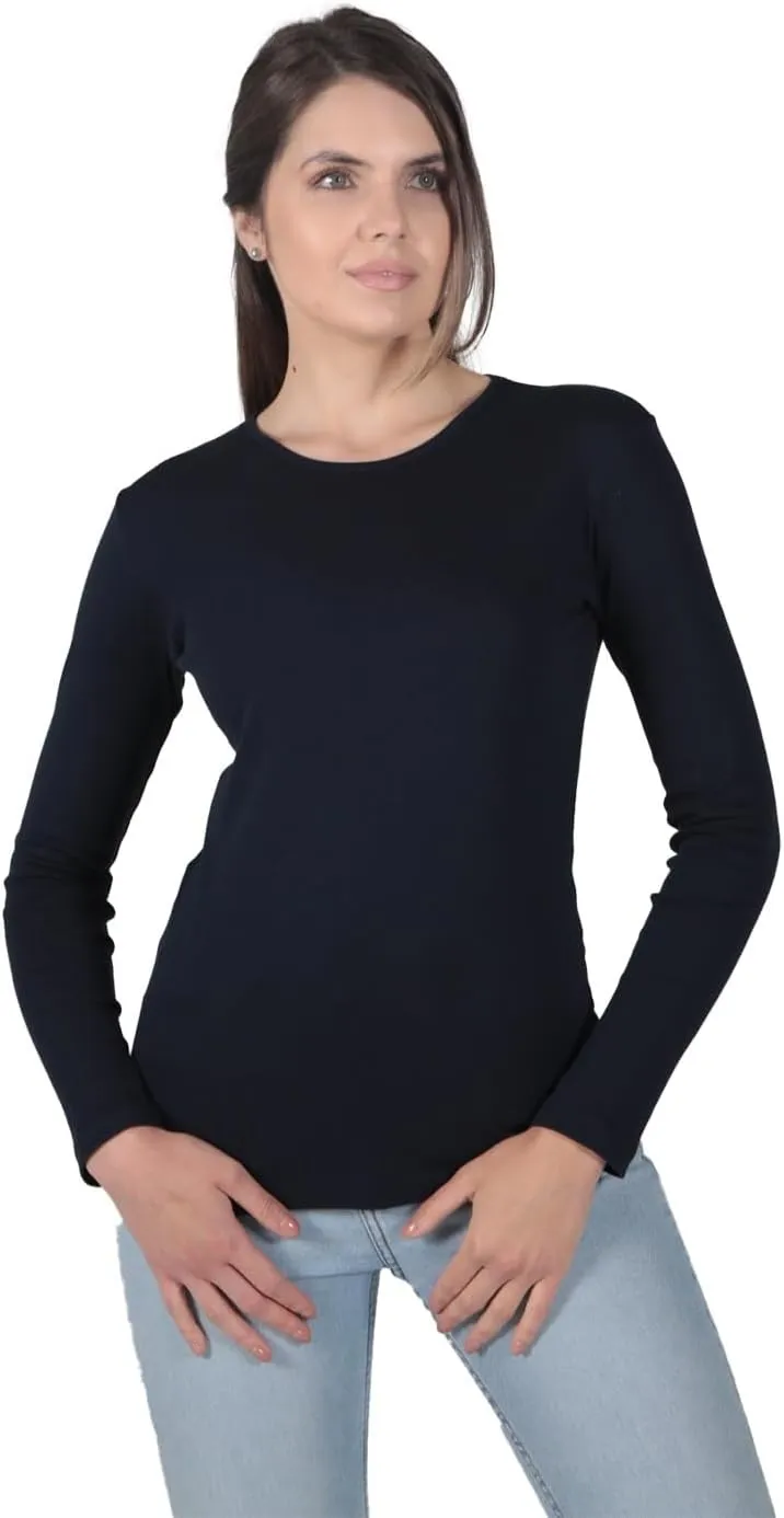 Brix Women's Long Sleeve Tee - Crewneck Cotton T-Shirt Tagless Super Soft Classic and Fitted.