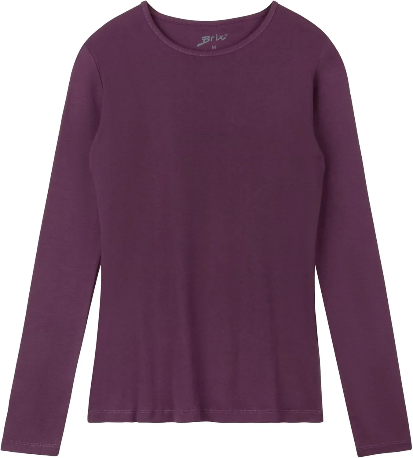 Brix Women's Long Sleeve Tee - Crewneck Cotton T-Shirt Tagless Super Soft Classic and Fitted.