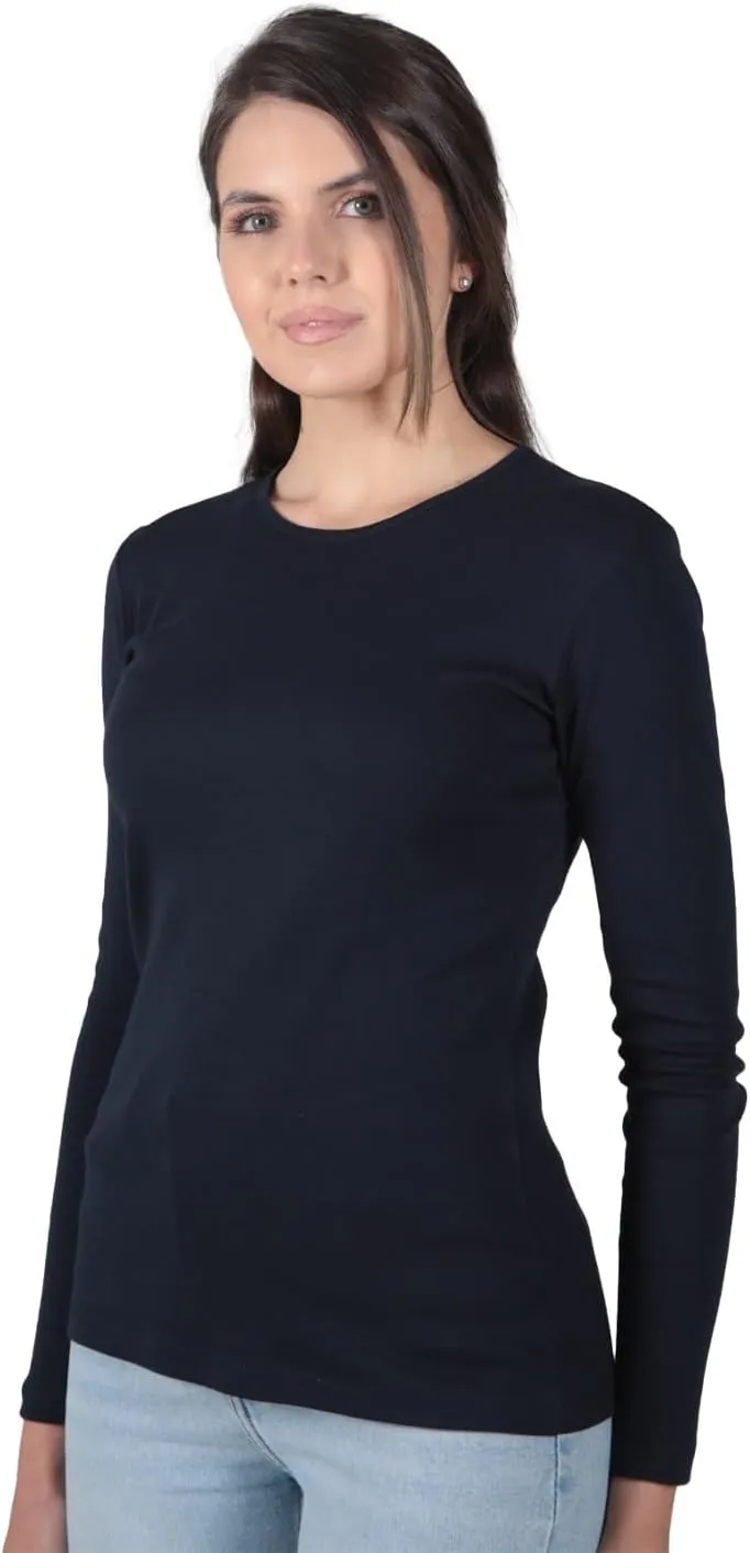 Brix Women's Long Sleeve Tee - Crewneck Cotton T-Shirt Tagless Super Soft Classic and Fitted.