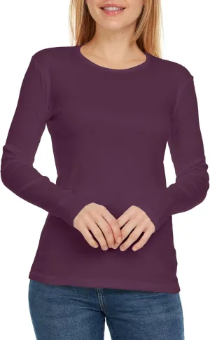 Brix Women's Long Sleeve Tee - Crewneck Cotton T-Shirt Tagless Super Soft Classic and Fitted.