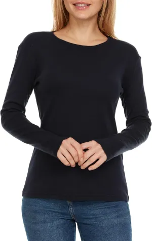 Brix Women's Long Sleeve Tee - Crewneck Cotton T-Shirt Tagless Super Soft Classic and Fitted.