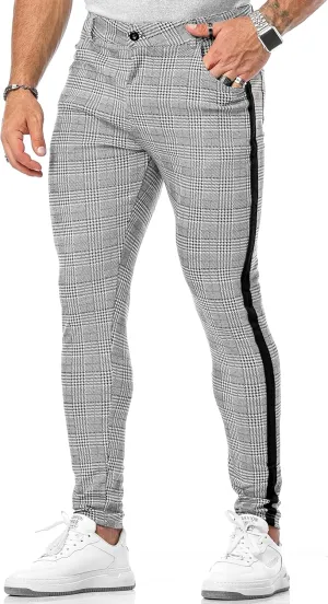 CANGHPGIN Men's Stretch Dress Pants Slim Fit Flat Front Slacks Tapered Casual Pants