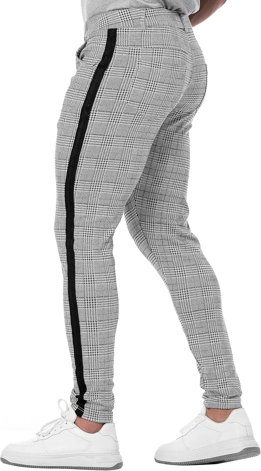 CANGHPGIN Men's Stretch Dress Pants Slim Fit Flat Front Slacks Tapered Casual Pants