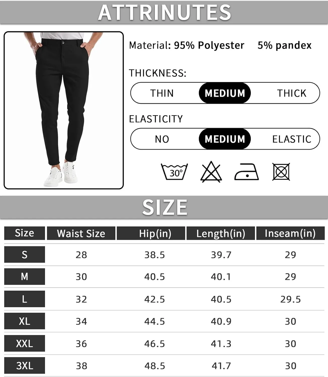 CANGHPGIN Men's Stretch Dress Pants Slim Fit Flat Front Slacks Tapered Casual Pants