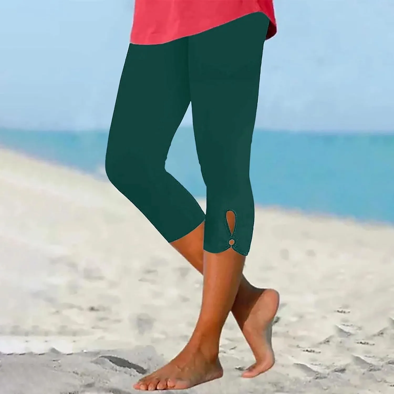 Capri Leggings for Women Casual Yoga Pants High Waisted Cropped Comfy Stretchy Workout Pants