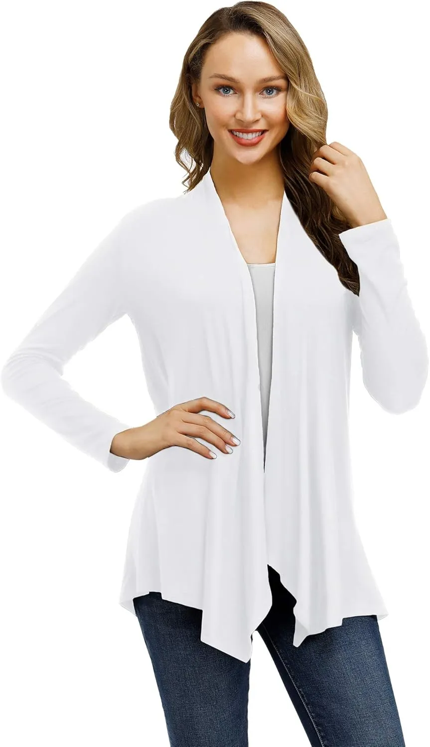Cardigans for Women Casual Open Front Long Sleeve Lightweight Soft Basic Cardigan