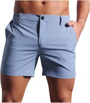 Casual Shorts for Men Flat Front Chinos Bermuda Pull On Shorts 5 Inch Dressy Casual Vacation Beach Summer Clothes