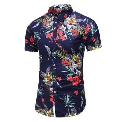 Casuals Shirt Men Summer New Arrival Personality Printed Short Sleeve Shirts Mens Fashion Big Size Business Office Shirt 6XL 7XL
