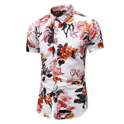 Casuals Shirt Men Summer New Arrival Personality Printed Short Sleeve Shirts Mens Fashion Big Size Business Office Shirt 6XL 7XL