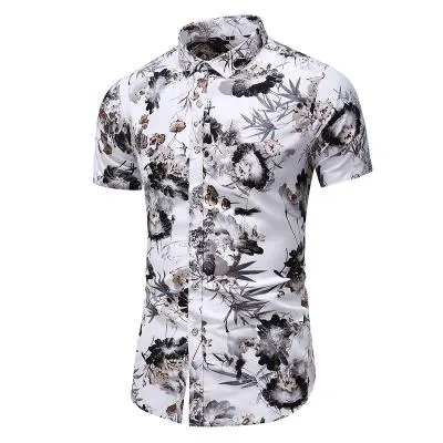Casuals Shirt Men Summer New Arrival Personality Printed Short Sleeve Shirts Mens Fashion Big Size Business Office Shirt 6XL 7XL
