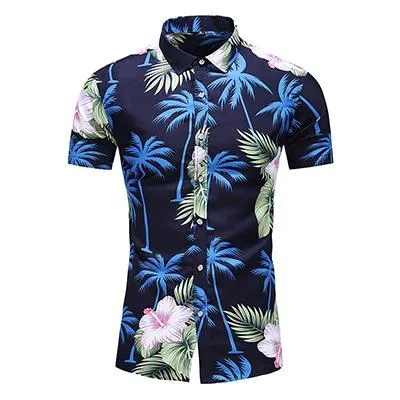 Casuals Shirt Men Summer New Arrival Personality Printed Short Sleeve Shirts Mens Fashion Big Size Business Office Shirt 6XL 7XL