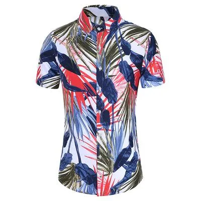 Casuals Shirt Men Summer New Arrival Personality Printed Short Sleeve Shirts Mens Fashion Big Size Business Office Shirt 6XL 7XL