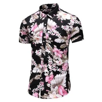 Casuals Shirt Men Summer New Arrival Personality Printed Short Sleeve Shirts Mens Fashion Big Size Business Office Shirt 6XL 7XL