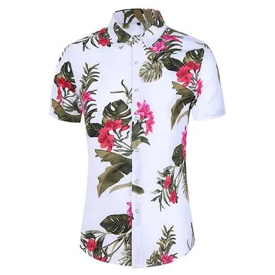 Casuals Shirt Men Summer New Arrival Personality Printed Short Sleeve Shirts Mens Fashion Big Size Business Office Shirt 6XL 7XL