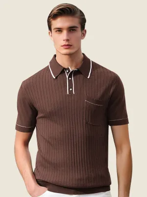 Contrast Trim Ribbed Polo Shirt