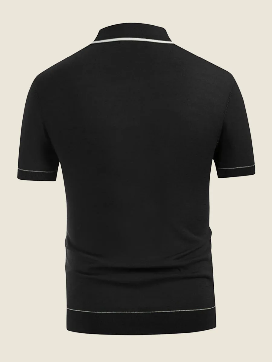 Contrast Trim Ribbed Polo Shirt
