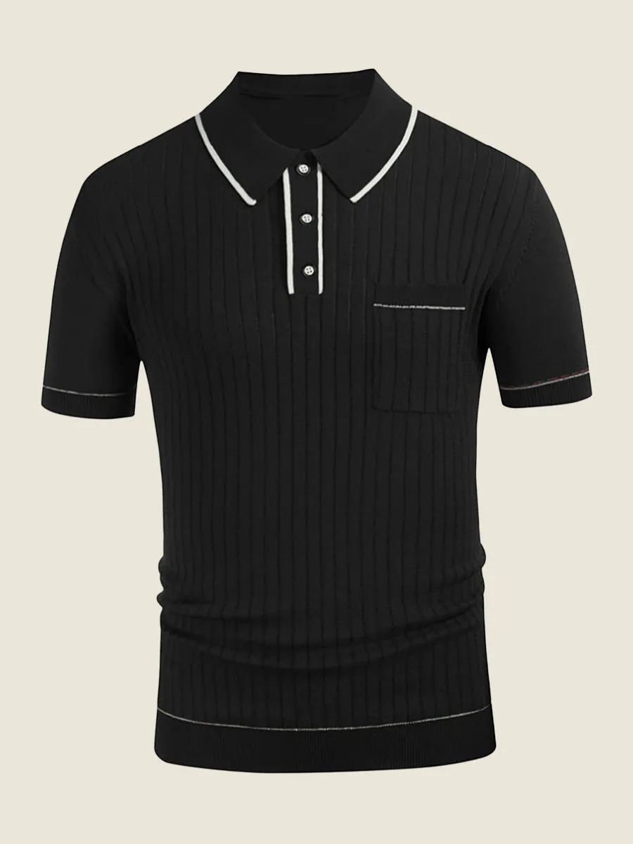 Contrast Trim Ribbed Polo Shirt