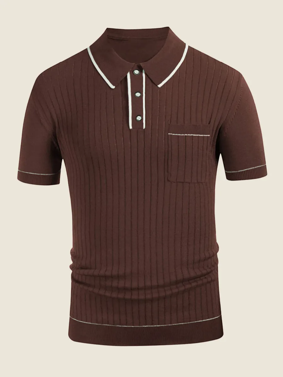 Contrast Trim Ribbed Polo Shirt