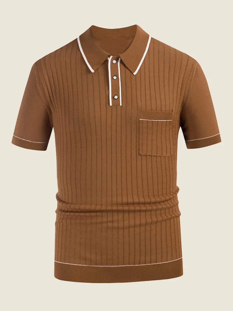 Contrast Trim Ribbed Polo Shirt