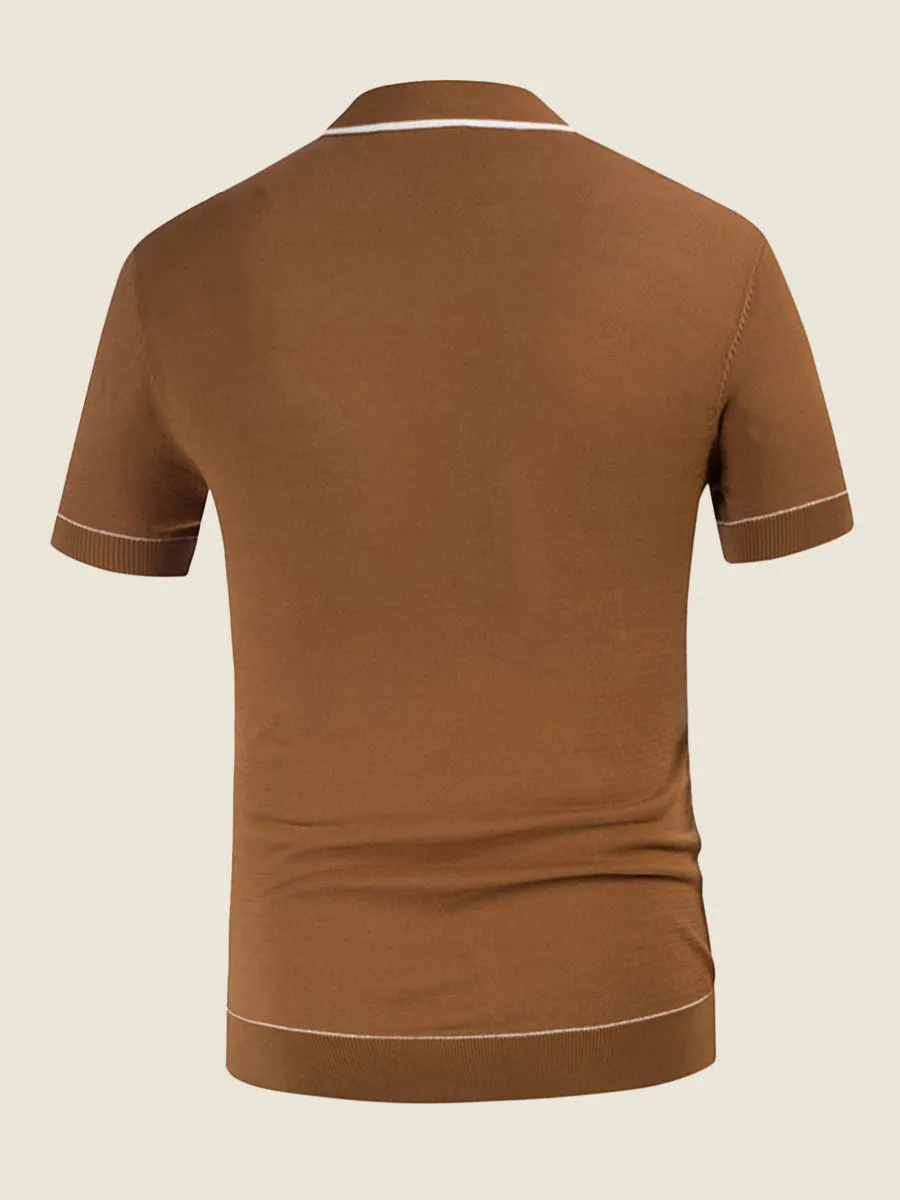 Contrast Trim Ribbed Polo Shirt