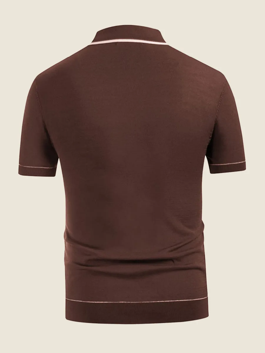 Contrast Trim Ribbed Polo Shirt