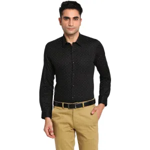 Cotton Black Slim Fit Printed Formal Shirts