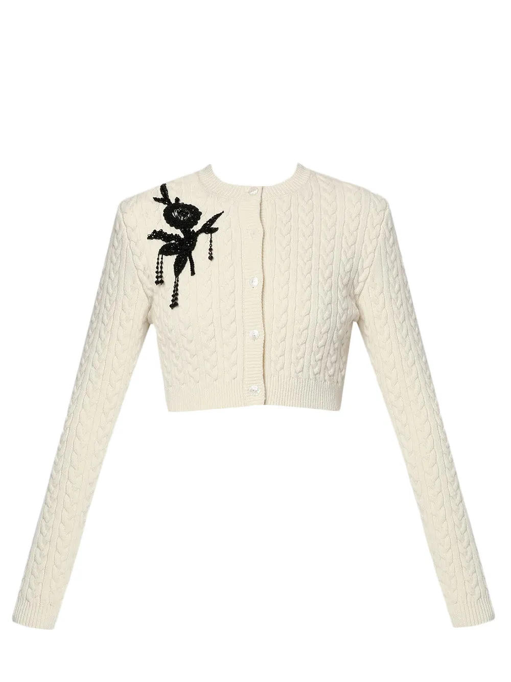 Cropped Button Down Long Sleeve Cardigan