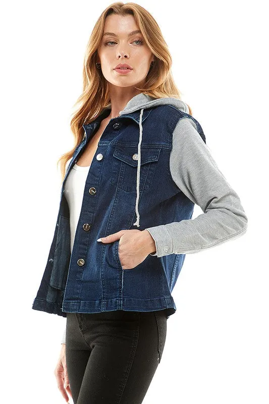 Destroyed Denim Jacket With Detachable Hood