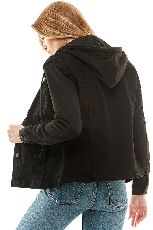 Destroyed Denim Jacket With Detachable Hood