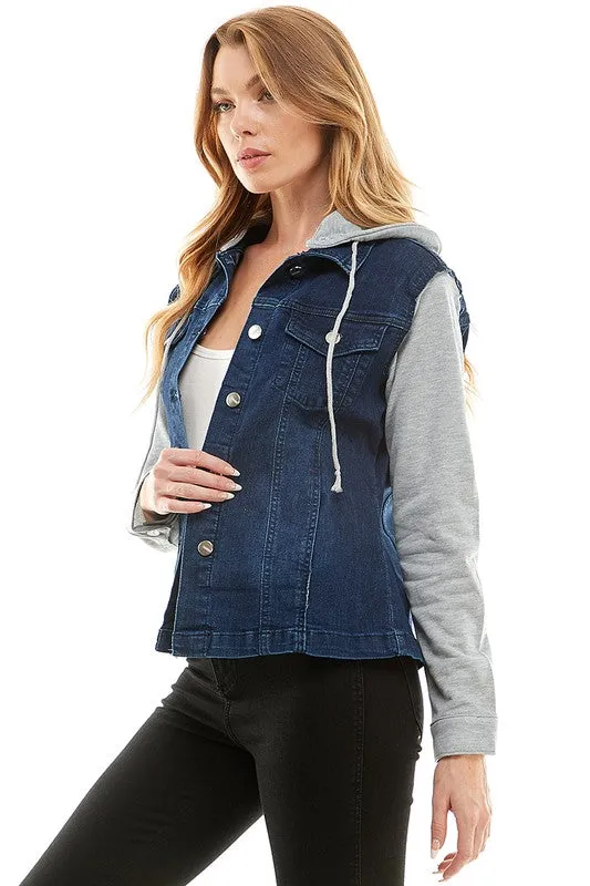 Destroyed Denim Jacket With Detachable Hood