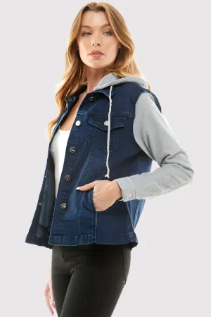 Destroyed Denim Jacket With Detachable Hood