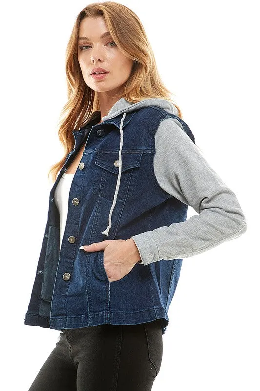 Destroyed Denim Jacket With Detachable Hood