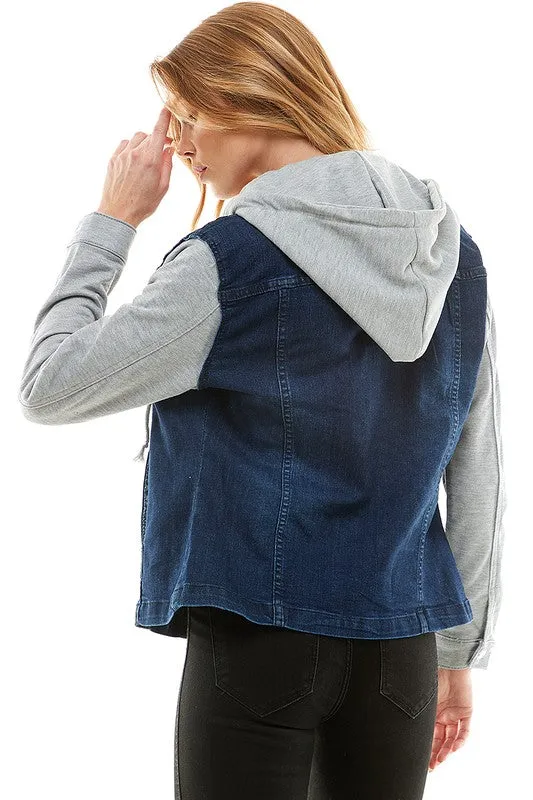 Destroyed Denim Jacket With Detachable Hood