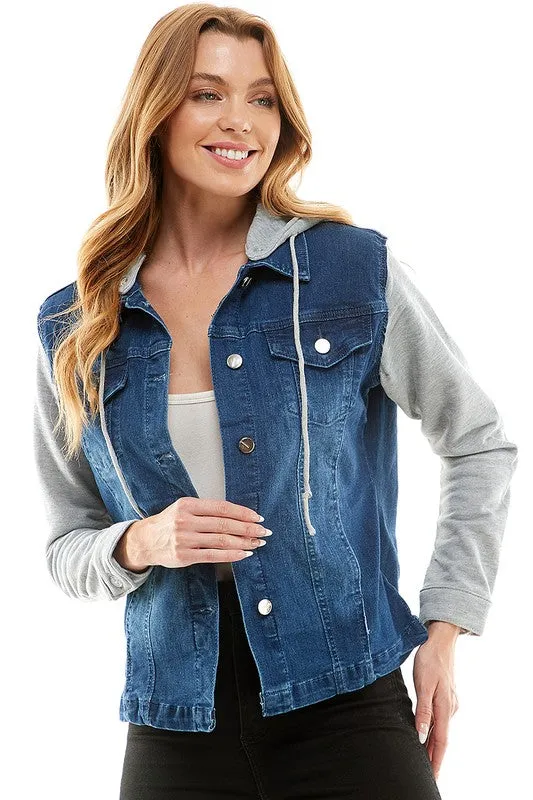 Destroyed Denim Jacket With Detachable Hood