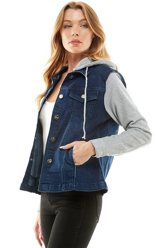 Destroyed Denim Jacket With Detachable Hood