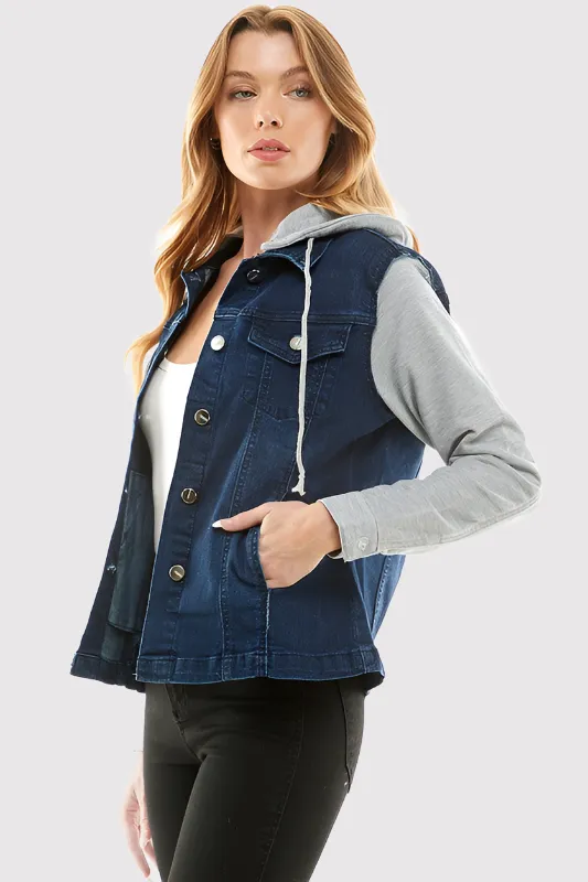 Destroyed Denim Jacket With Detachable Hood